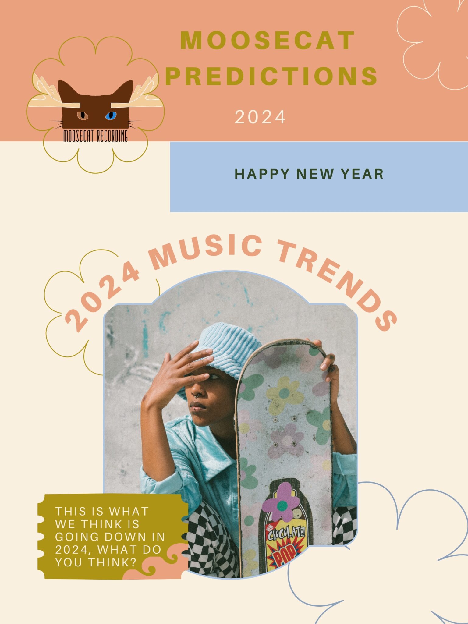 2024 Music Predictions What To Expect In The Coming Year MooseCat   Fun Simple Clean Soft Cute Trendy Floral Event Poster 1 1536x2048 